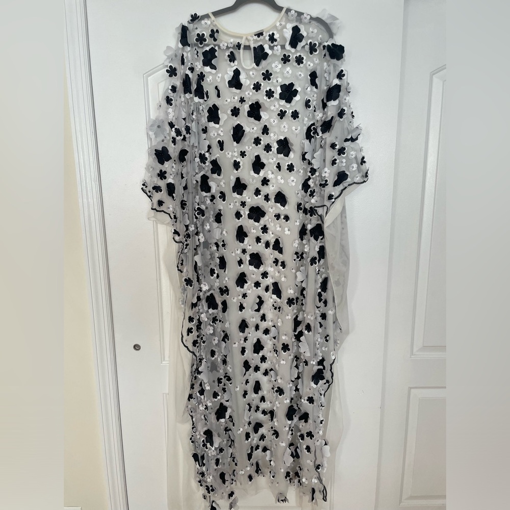 White and black flower coverup